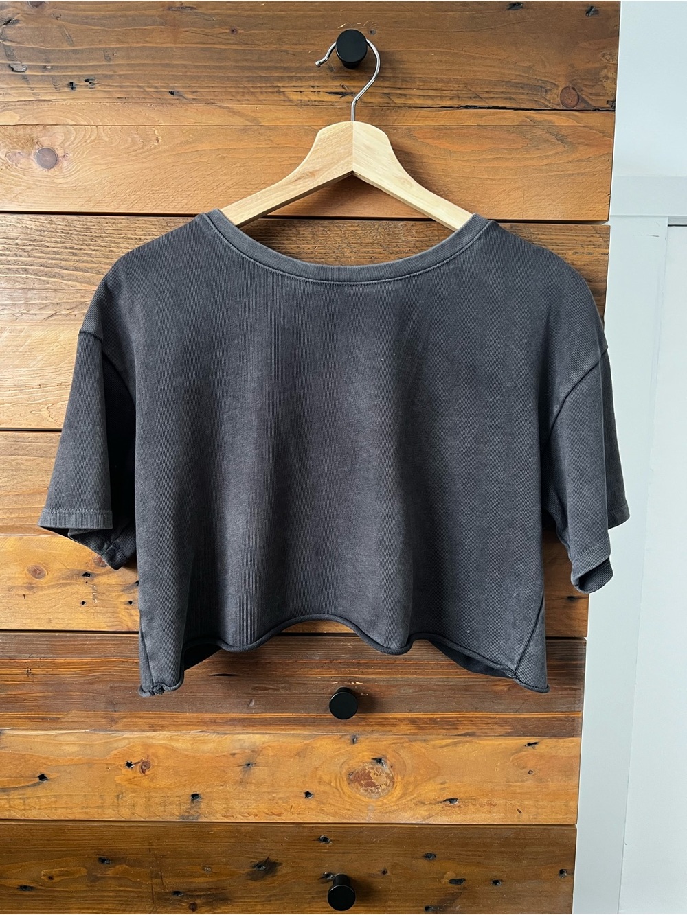 Aerie Black Washed Oversized Cropped Overshirt